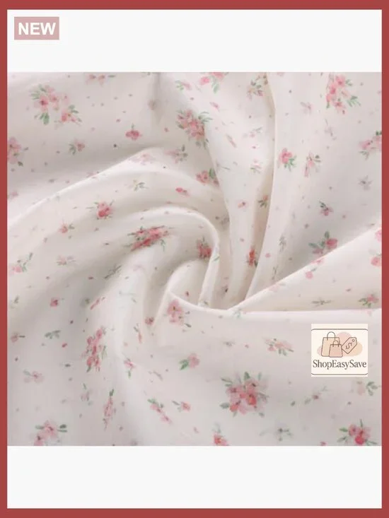 Floral Cotton Dress Cottagecore Square Neck Smocked Bodice Midi Dress - Picture 7 of 7